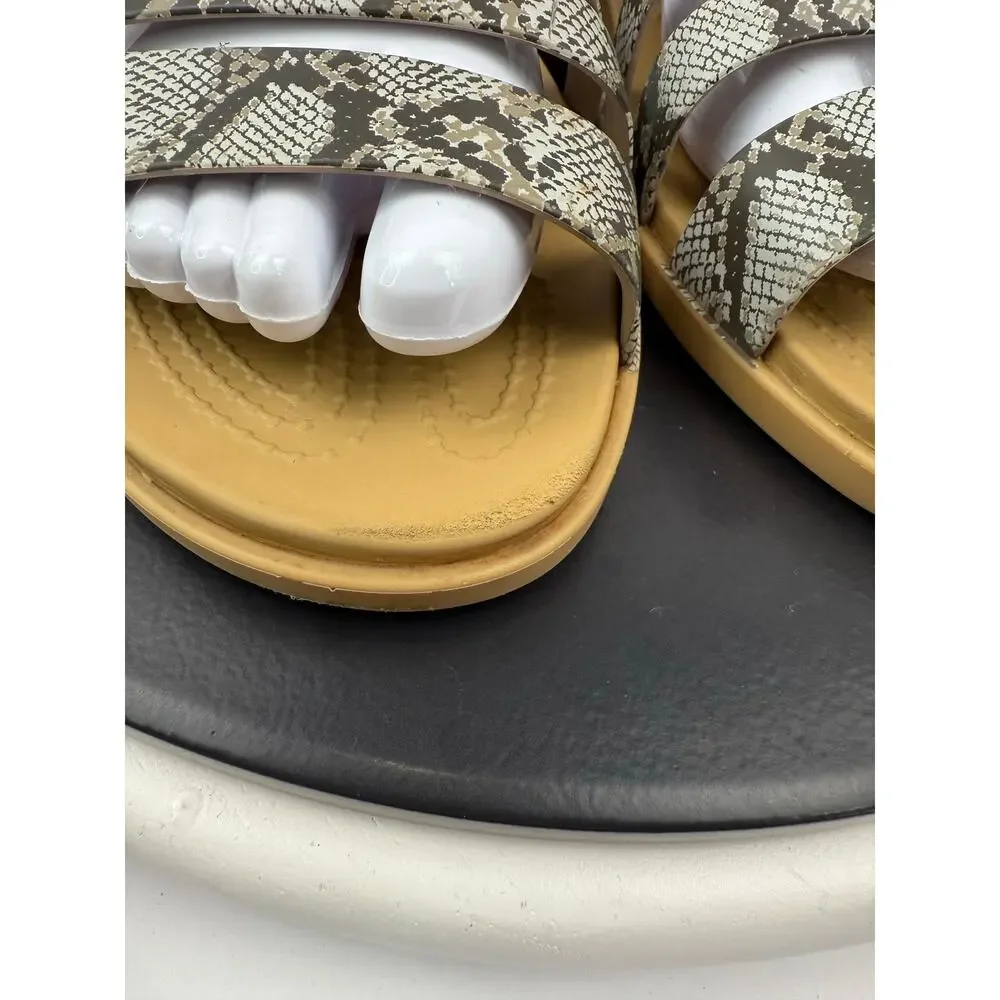 Crocs Tulum Iconic Comfort Women's Size 11 Snake Print Slip On Sandals‎ Slip On